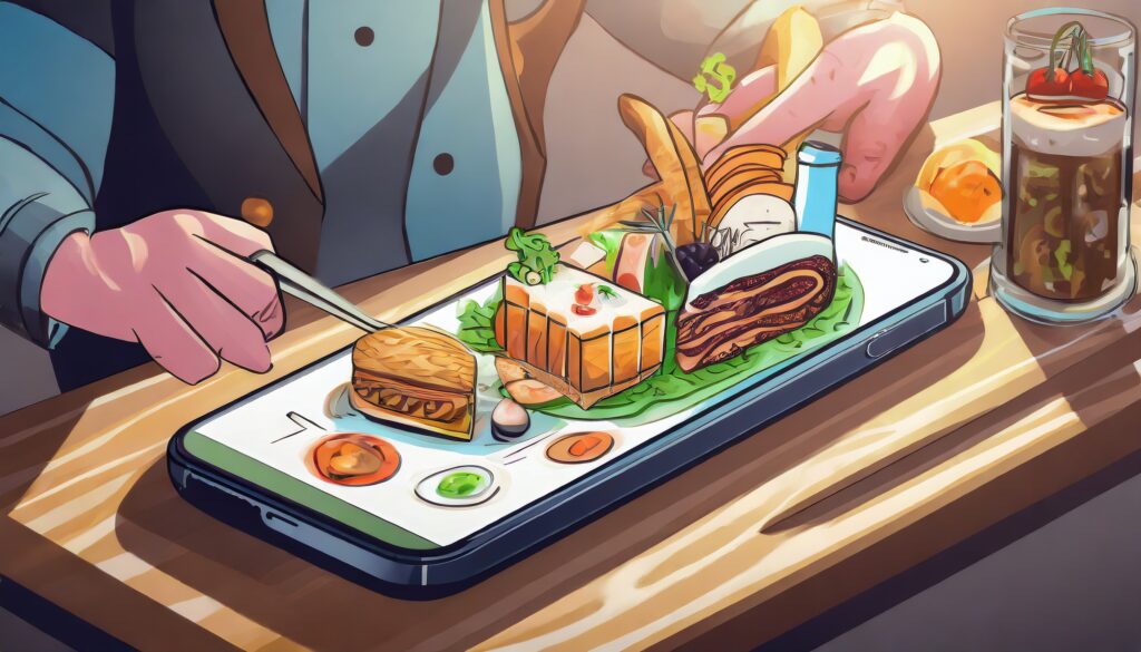 Drawing of food on mobile phone