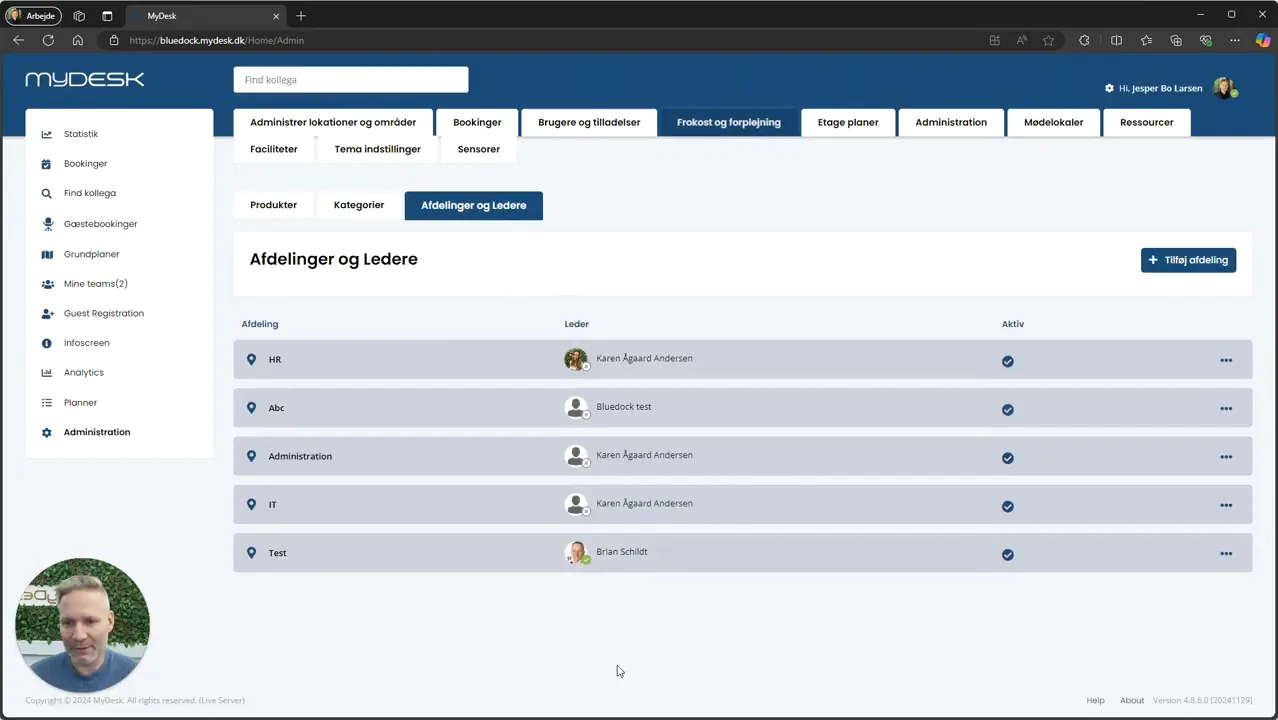 Add department in MyDesk