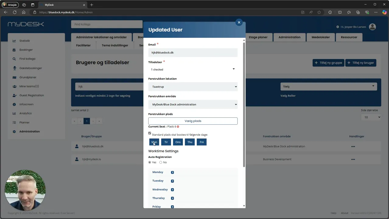 Booking af plads