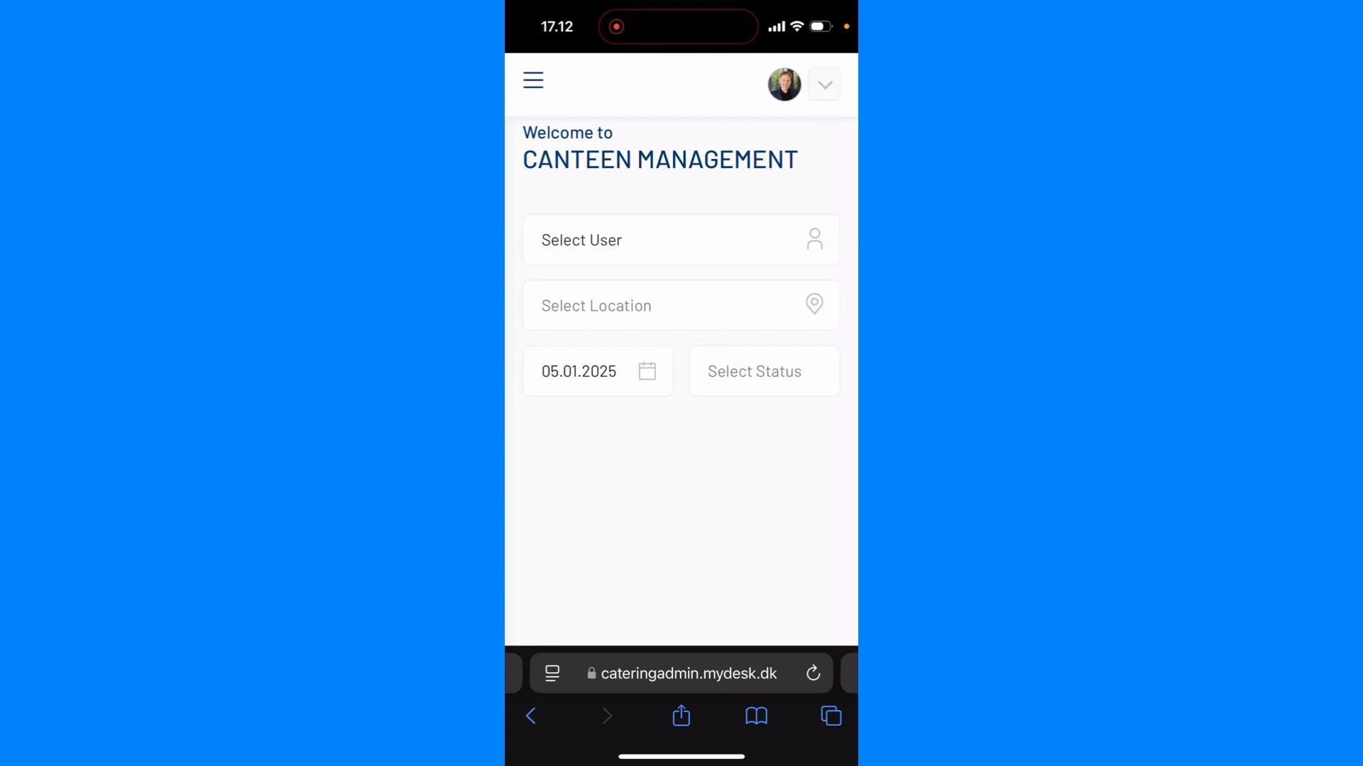 Login til MyDesk catering app