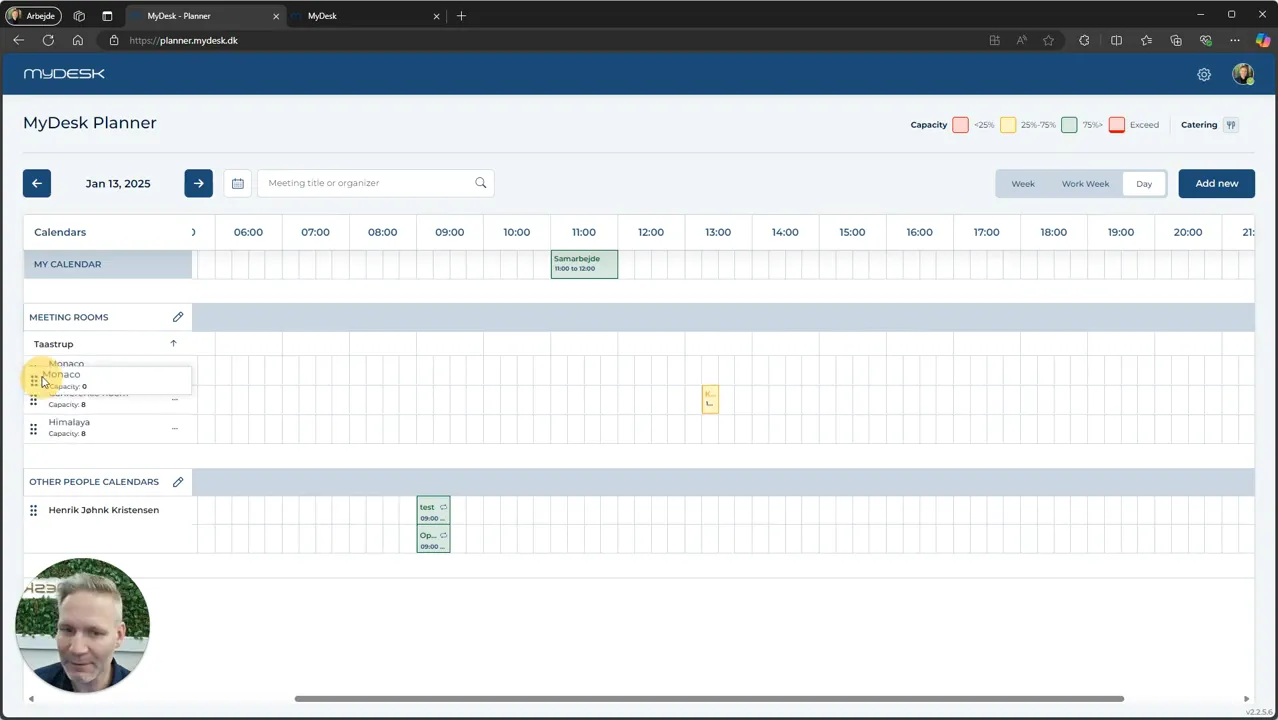 Organizing meeting rooms in MyDesk Planner