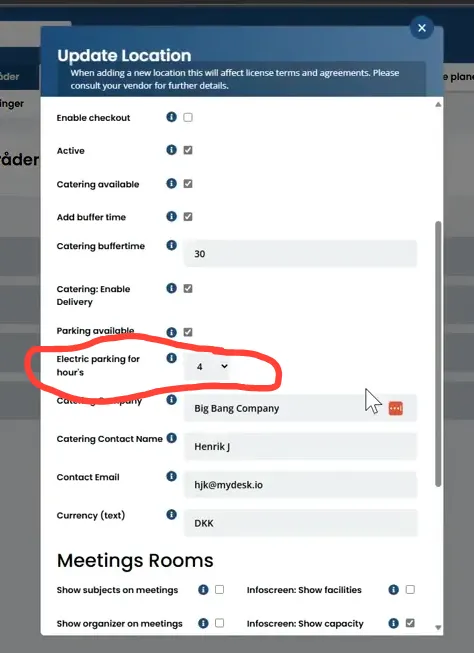 Indstillinger for bookingperiode i administrationsområdet