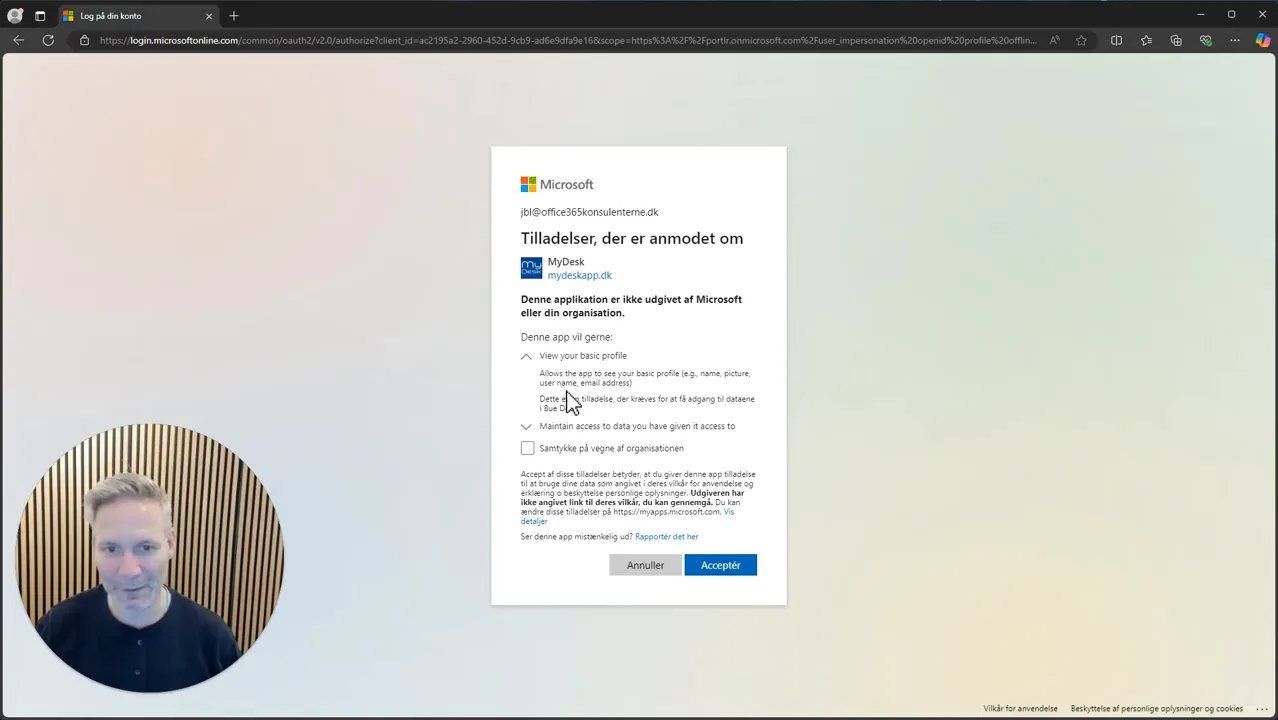 Første login og samtykke
