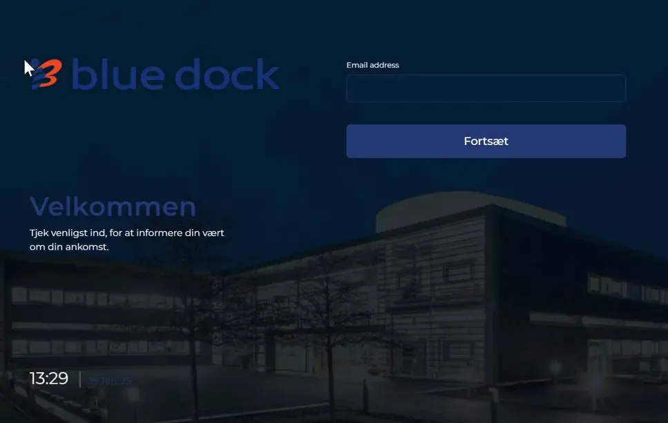 Eksempel på gæsteregistreringsskærm