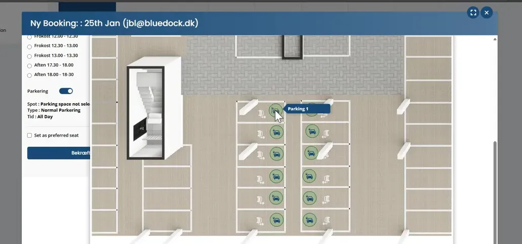 Booking a parking space in MyDesk