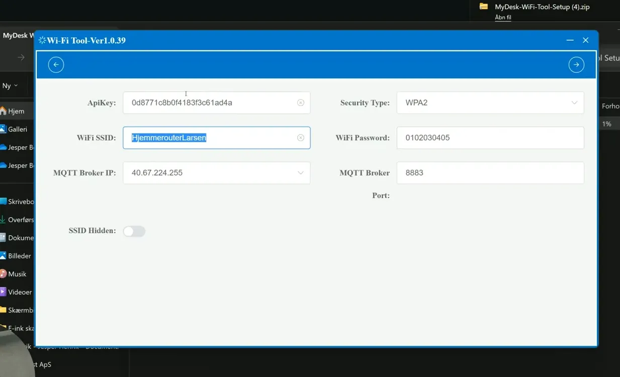 Indtast WiFi-ID og password
