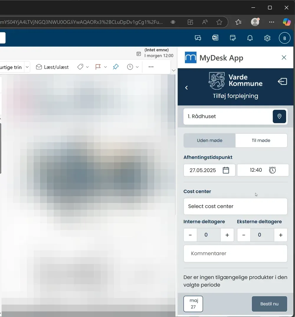 Mødeforplejning indstillinger