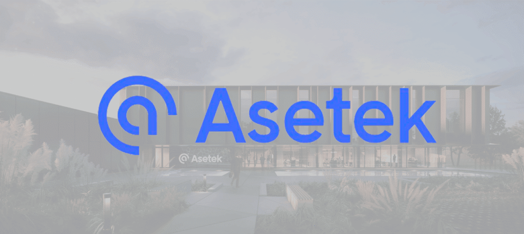 Asetek logo og bygning