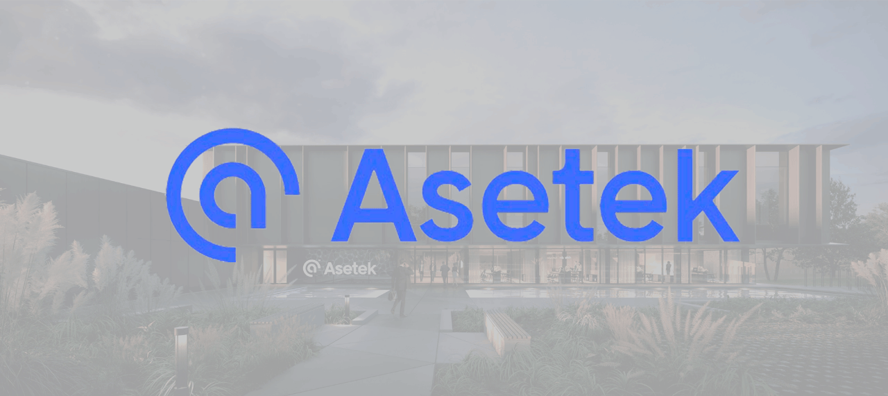 Asetek logo og bygning