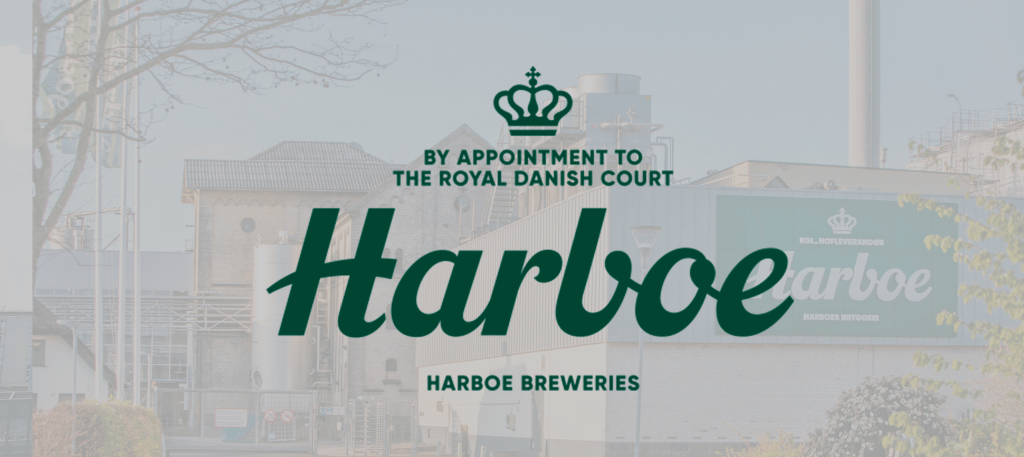 Harboes logo og bygning