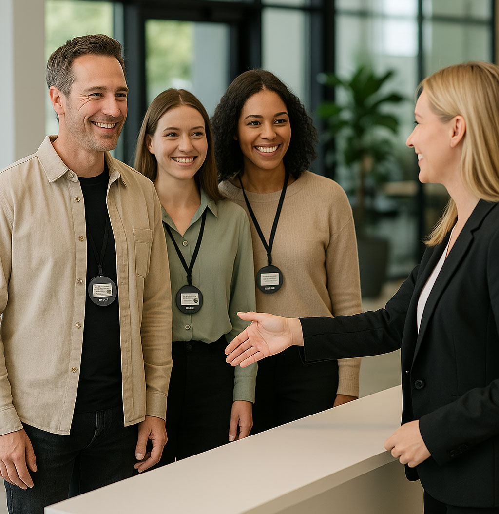 Guests in reception with E-link-card