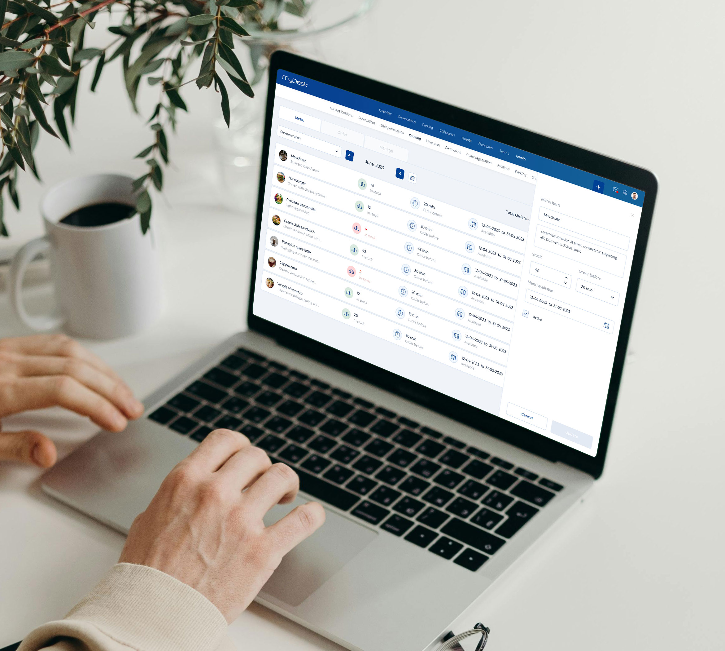 Menu liste i MyDesk