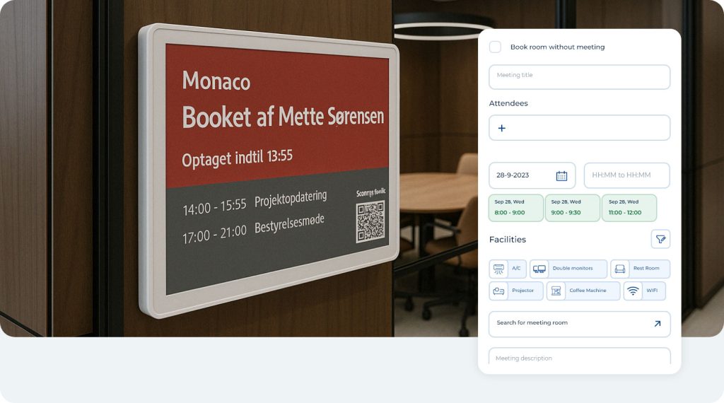Meeting room screen and app