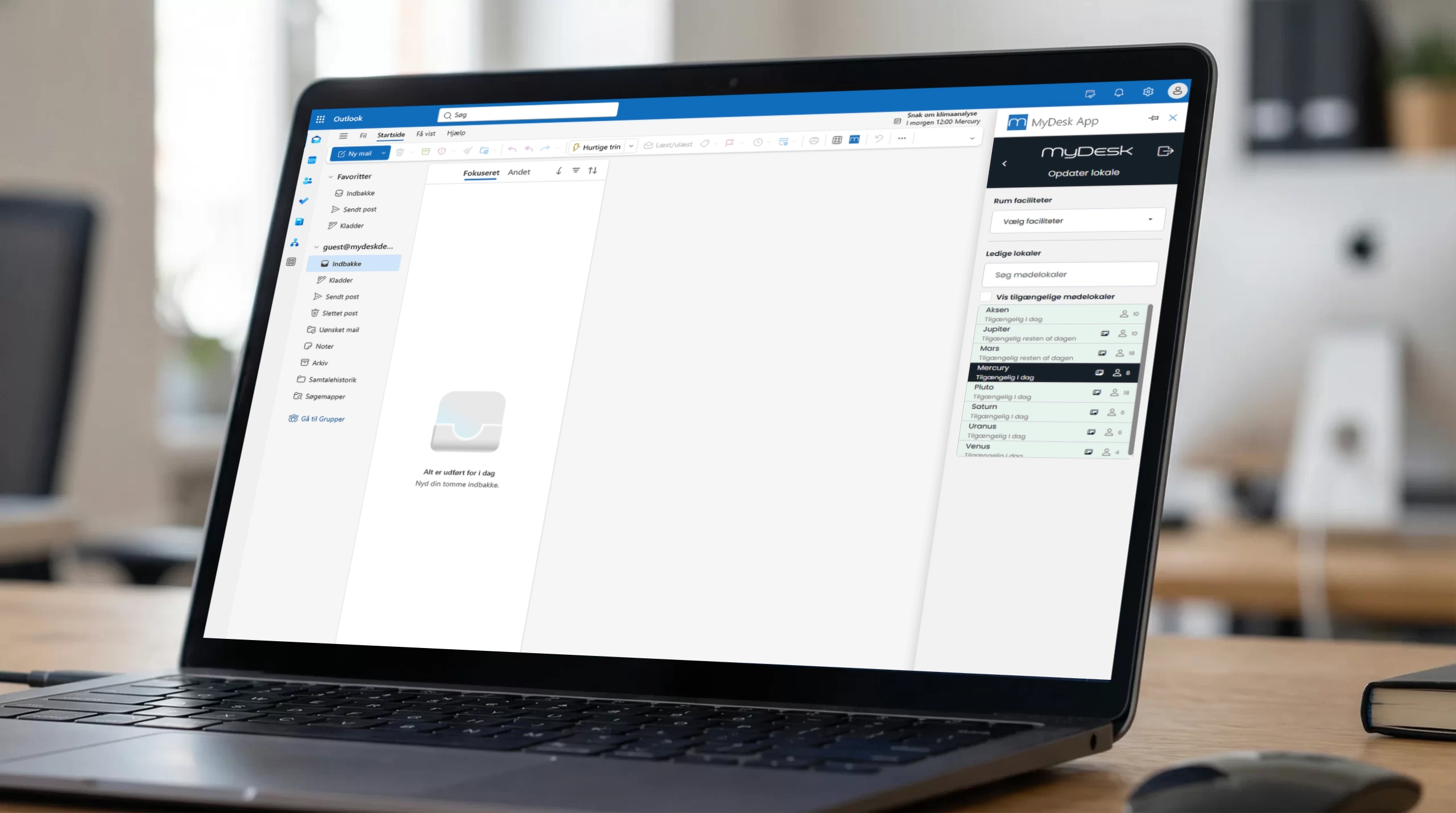 Microsoft Outlook mødebooking add-in integration