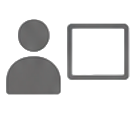 User icon beside a computer monitor, indicating a user account on a PC