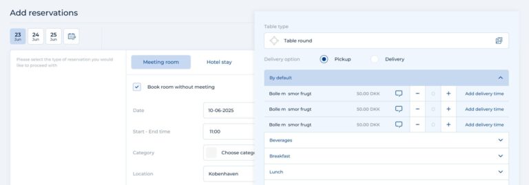 Catering booking system